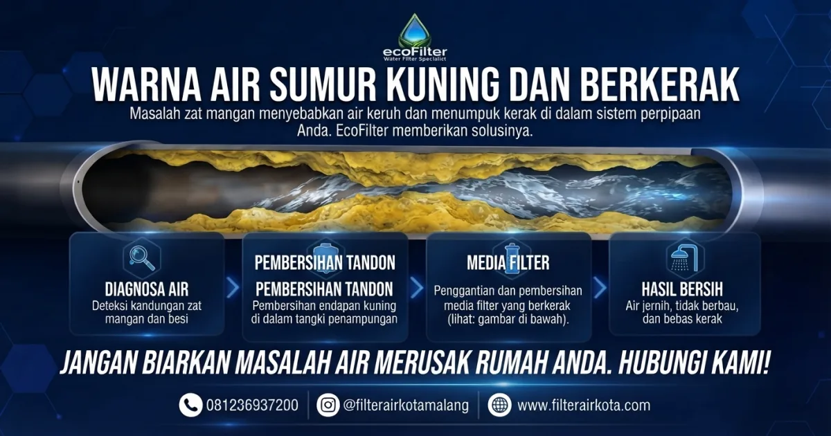 Air Mengandung Besi Warna Kuning dan Kerak Bau Besi